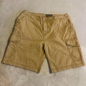 IRON CO Mens Cargo Shorts Size 38 Khaki Cotton Blend Casual Outdoor Streetwear